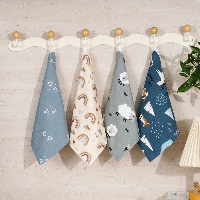 Happyflute Cotton Muslin Baby Washcloth Set Soft Newborn Face Towels Pack Of 4 9