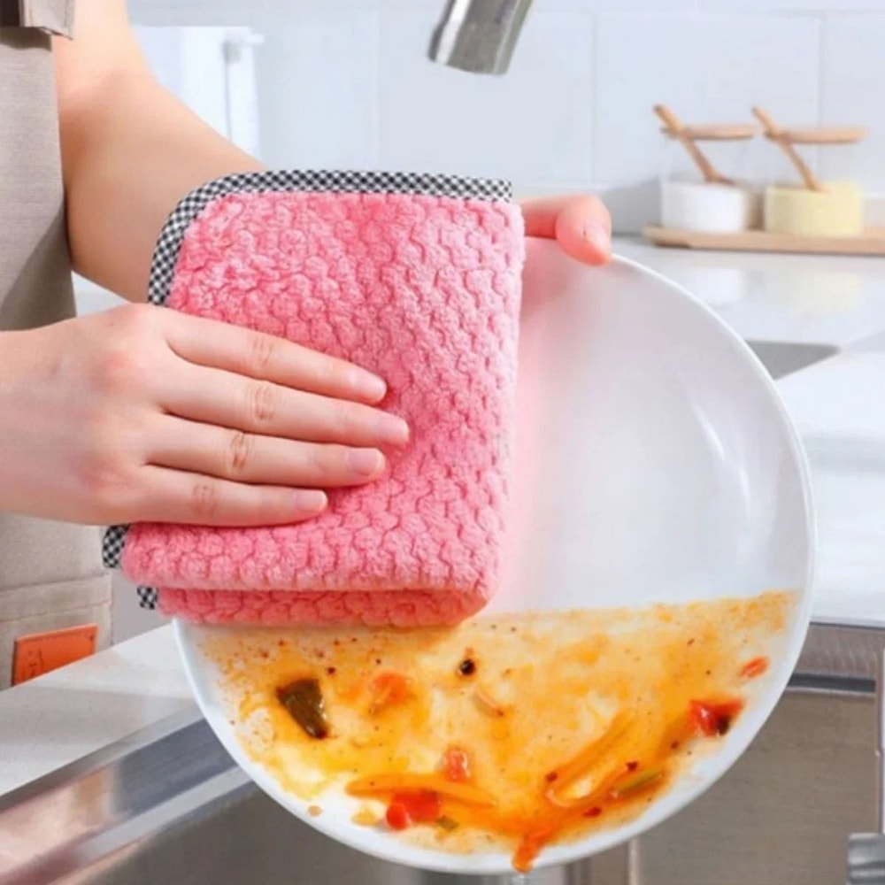 Thick Absorbent Kitchen Dish Towels Non Stick Oil Kitchen Cleaning Cloth Reusable Table And Dish Ra 3