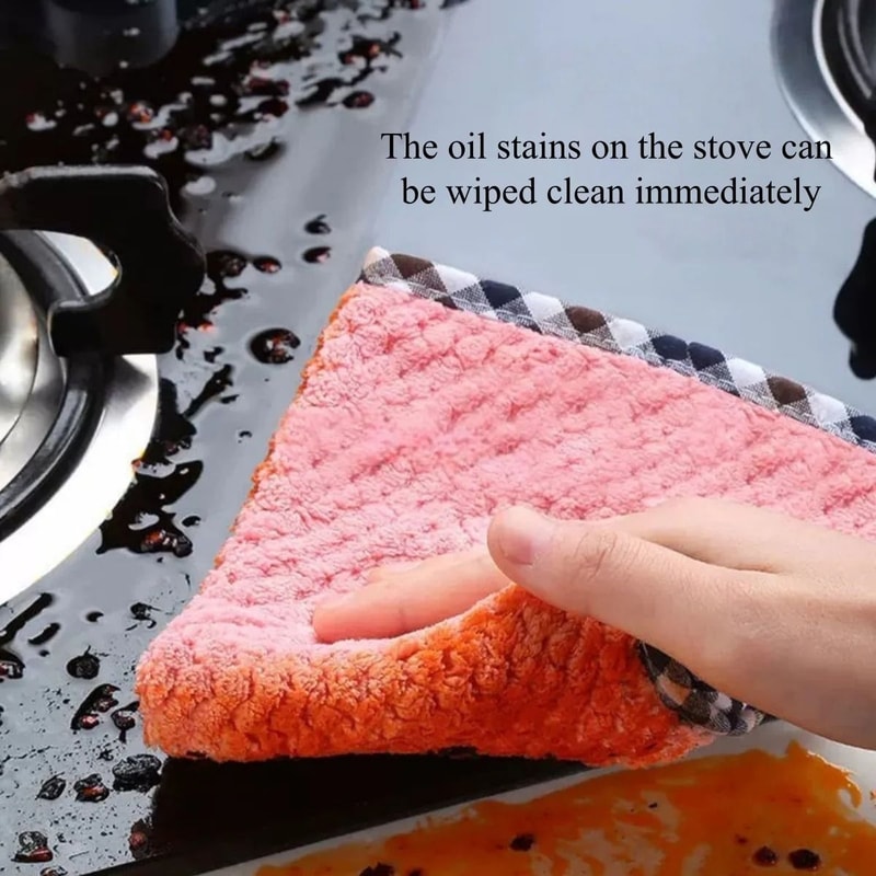 Thick Absorbent Kitchen Dish Towels Non Stick Oil Kitchen Cleaning Cloth Reusable Table And Dish Ra 4