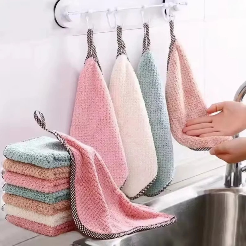 Thick Absorbent Kitchen Dish Towels Non Stick Oil Kitchen Cleaning Cloth Reusable Table And Dish Ra 0