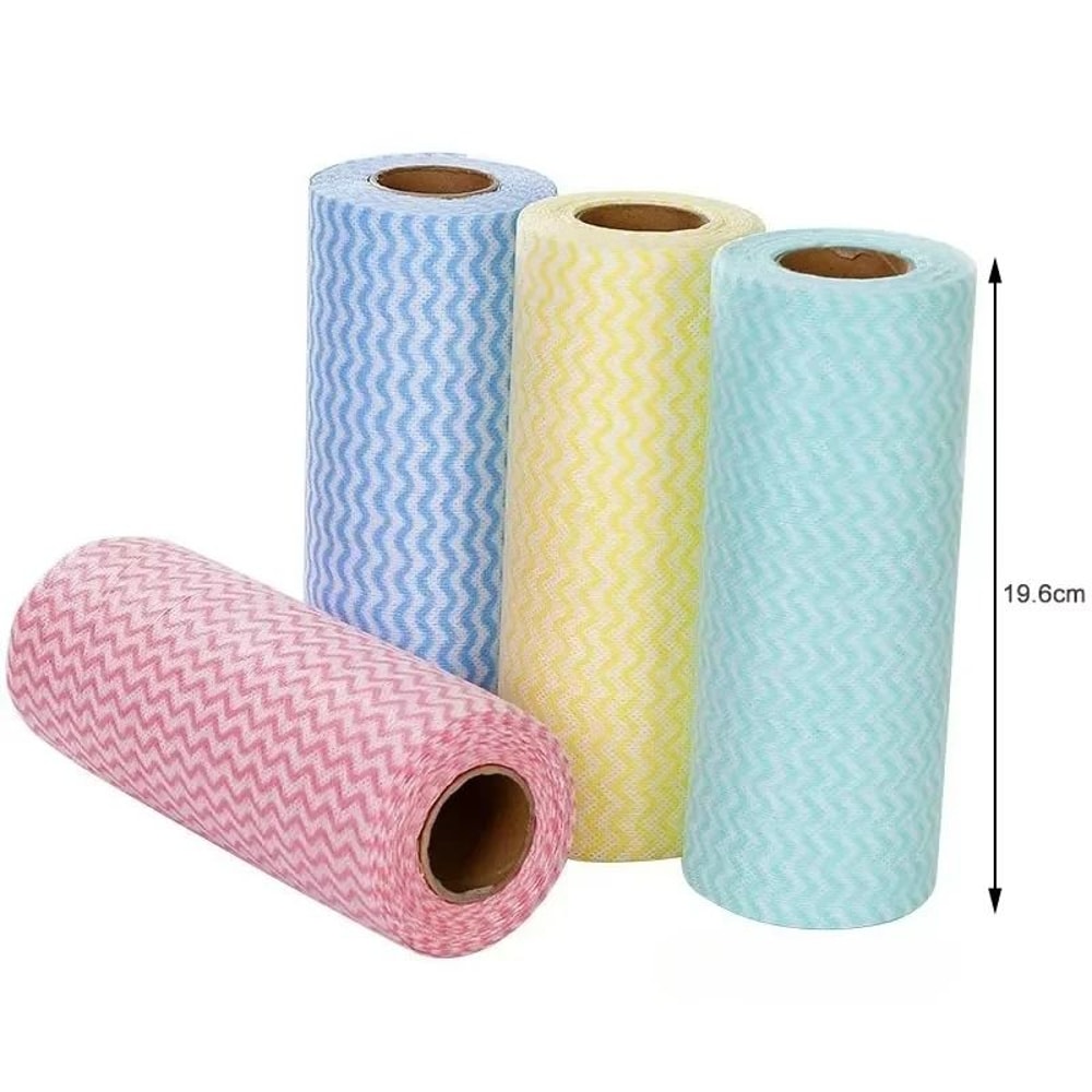 50 Pcs Roll Disposable Kitchen Cloth Tear Off Dishcloth Roll Non Woven Cleaning Towels 4