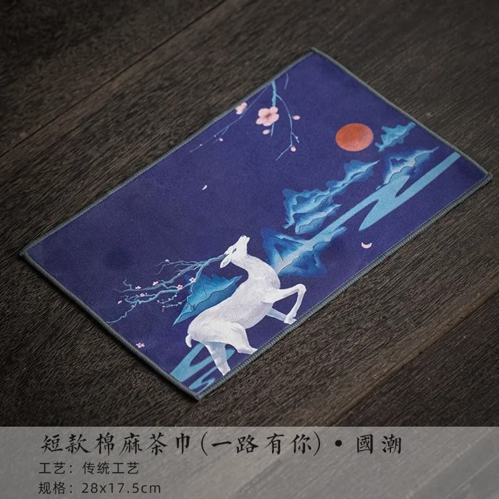 Handmade Cotton Linen Tea Towel Thick Absorbent Tea Mat Cloth Zen Style Tea Napkin For Tea Set 4