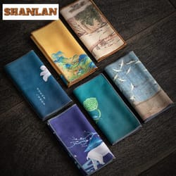 handmade cotton linen tea towel thick absorbent tea mat cloth zen style tea napkin for tea set