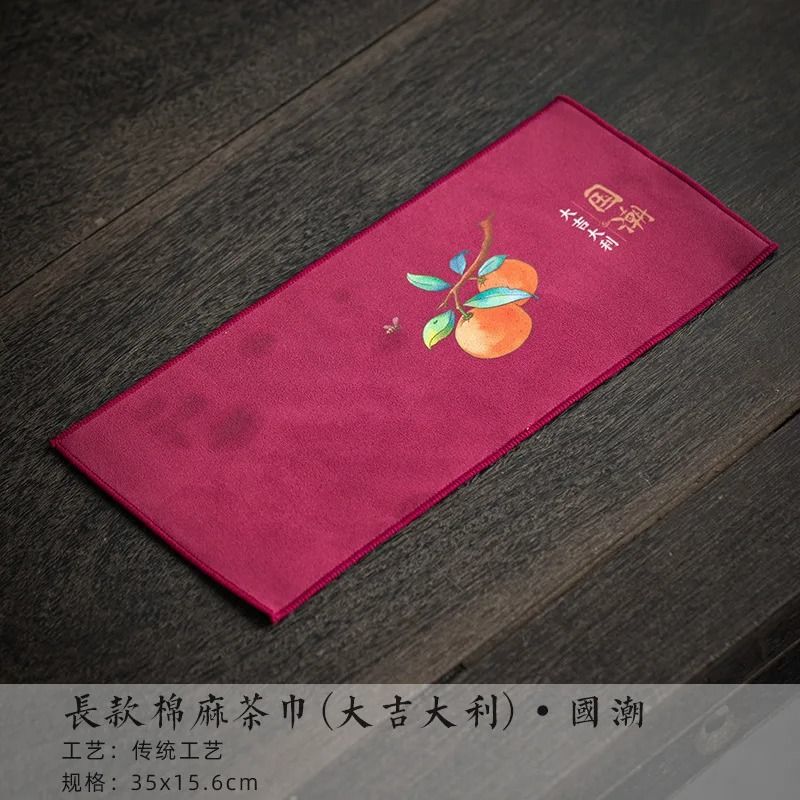 Handmade Cotton Linen Tea Towel Thick Absorbent Tea Mat Cloth Zen Style Tea Napkin For Tea Set 1