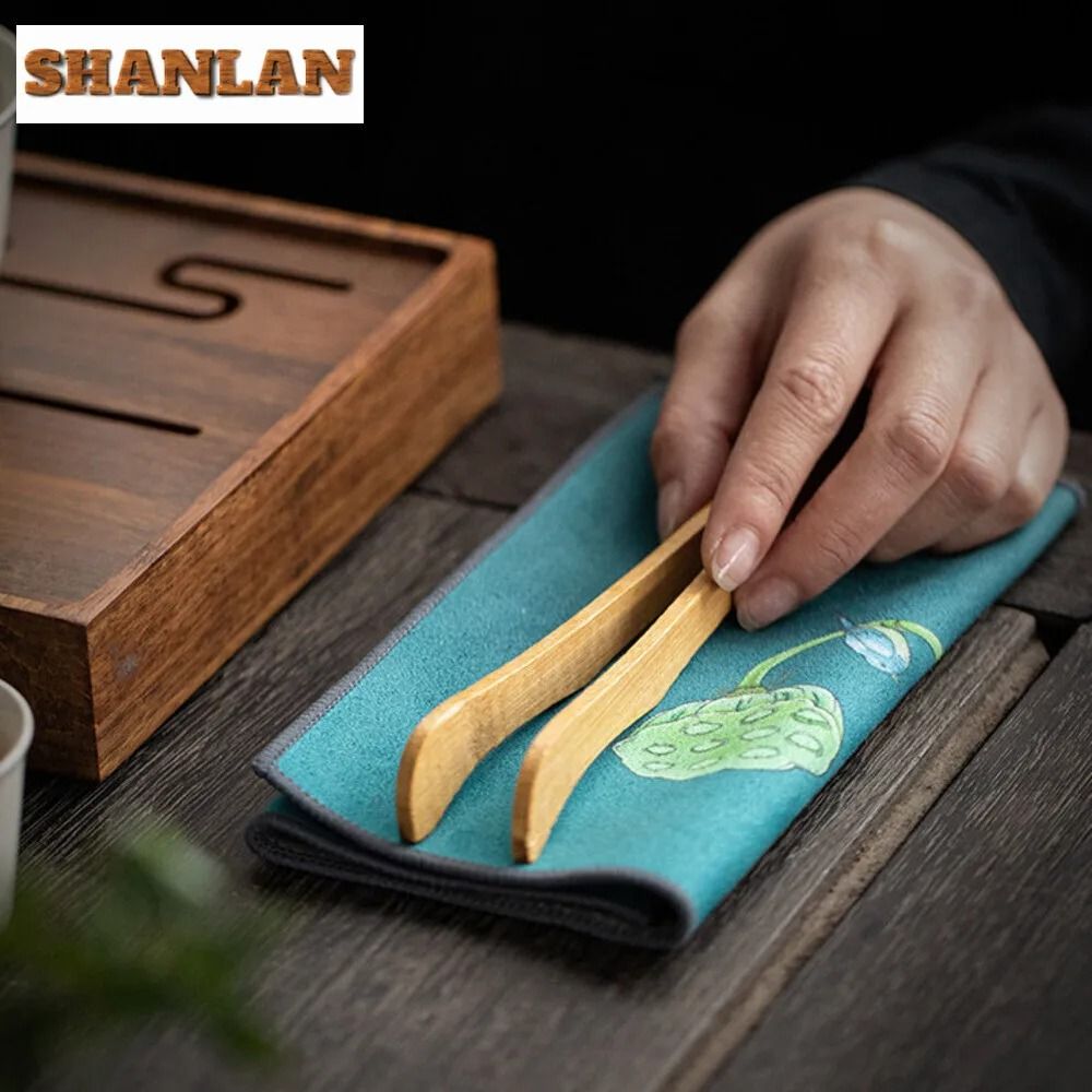 Handmade Cotton Linen Tea Towel Thick Absorbent Tea Mat Cloth Zen Style Tea Napkin For Tea Set 8