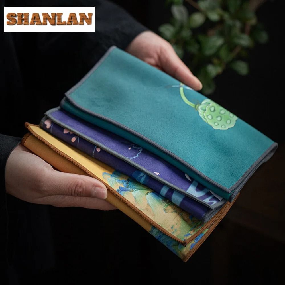 Handmade Cotton Linen Tea Towel Thick Absorbent Tea Mat Cloth Zen Style Tea Napkin For Tea Set 9