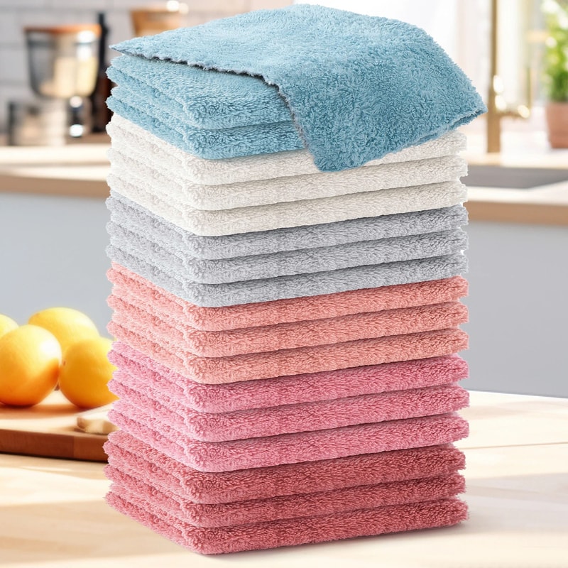 Soft Microfiber Cleaning Cloth Set Highly Absorbent Kitchen Towels 12 Or 18 Pack 0