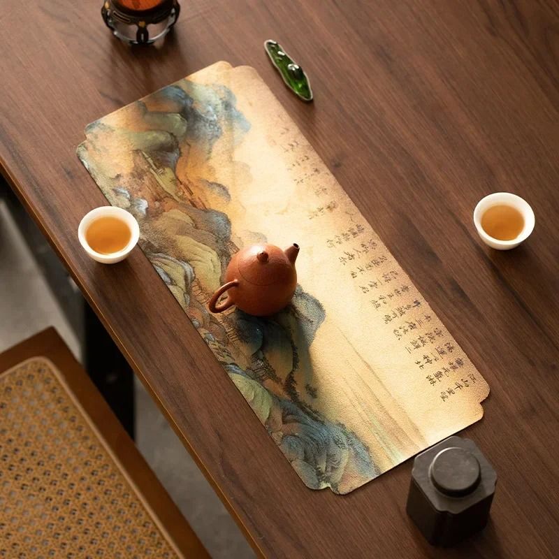 Double Sided Tea Mat Cloth Heat Insulated Tea Table Mat Rectangular Dry Brew Tea Towel 5