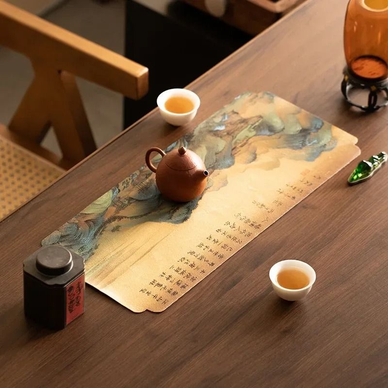 Double Sided Tea Mat Cloth Heat Insulated Tea Table Mat Rectangular Dry Brew Tea Towel 7