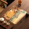 Double Sided Tea Mat Cloth Heat Insulated Tea Table Mat Rectangular Dry Brew Tea Towel 0