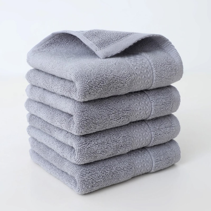 Pure Cotton Square Towels Soft Face Wash Towels Absorbent 30x30cm 4 Pack 12