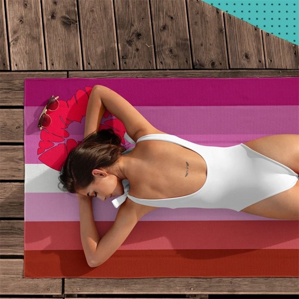 Lesbian Pride Rainbow Beach Towel Waffle Texture LGBT Pride Towel 150x75cm 1