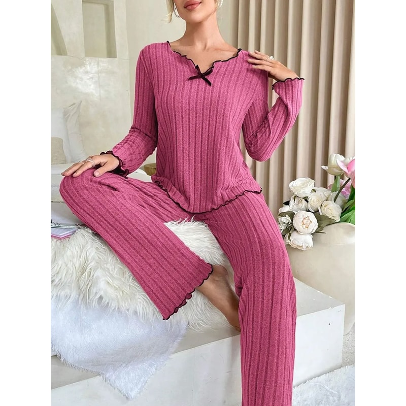 Womens Winter Pajama Set Soft Womens Loungewear Set Cozy 2 Piece Sleepwear 3