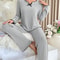 Womens Winter Pajama Set Soft Womens Loungewear Set Cozy 2 Piece Sleepwear 2