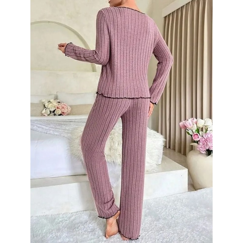 Womens Winter Pajama Set Soft Womens Loungewear Set Cozy 2 Piece Sleepwear 7