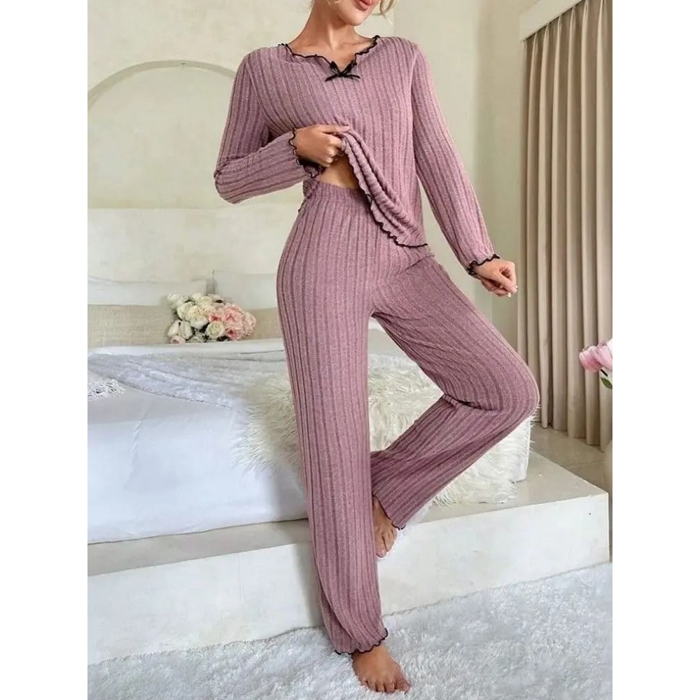 Womens Winter Pajama Set Soft Womens Loungewear Set Cozy 2 Piece Sleepwear 8