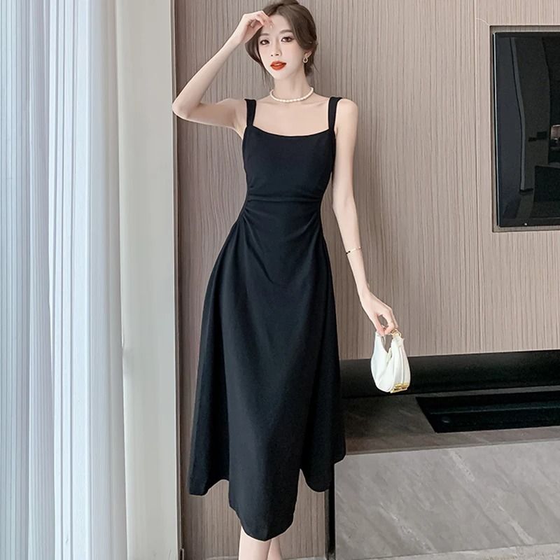 Elegant Square Neck Maxi Dress Womens Summer Party Dress Sleeveless Vintage Style Long Dress 1