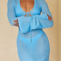 white knitted mini dress womens beach party dress sheer long sleeve summer dress