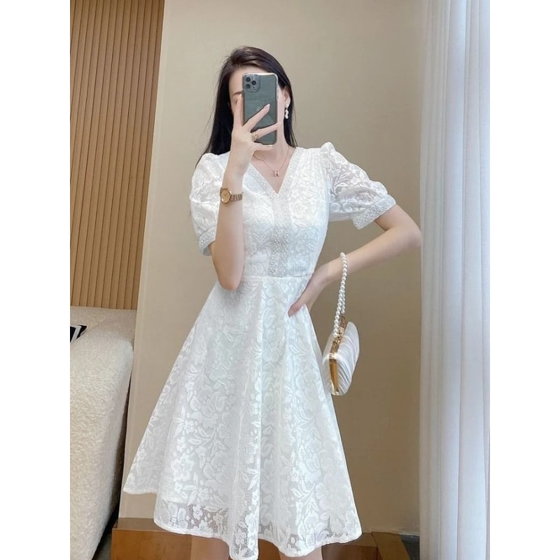 Elegant White Midi Dress Womens Formal Occasion Dress Luxury Birthday Party Dress 3