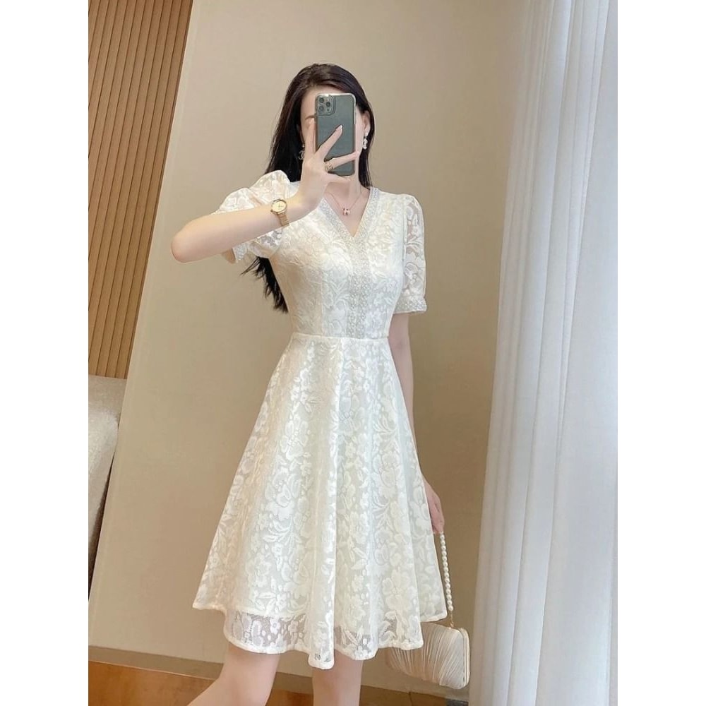 Elegant White Midi Dress Womens Formal Occasion Dress Luxury Birthday Party Dress 5