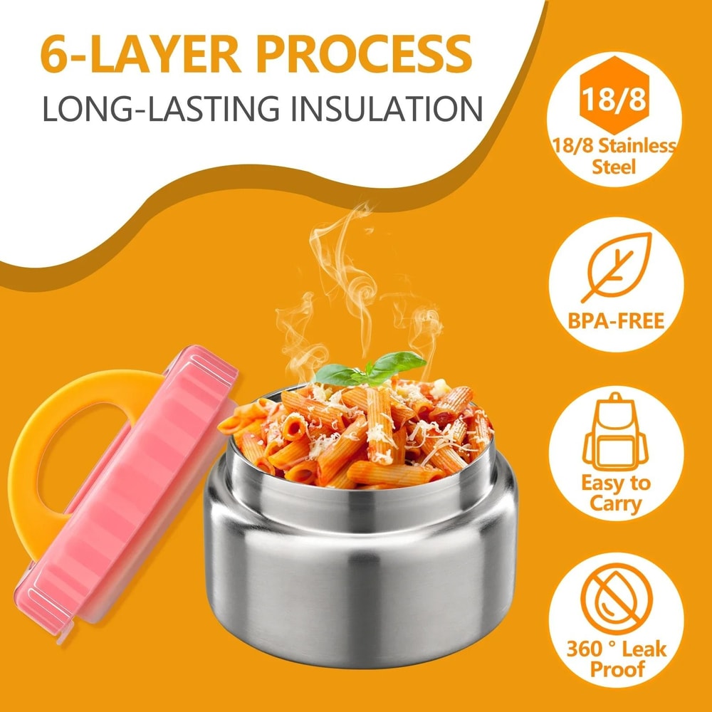 8oz Insulated Food Jar Stainless Steel Kids Lunch Thermos Leakproof Wide Mouth Soup Container 7