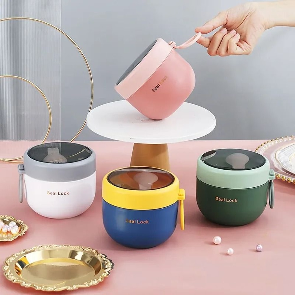 600ml Stainless Steel Lunch Box Reusable Soup Noodle Bowl Microwave Safe Food Container 0