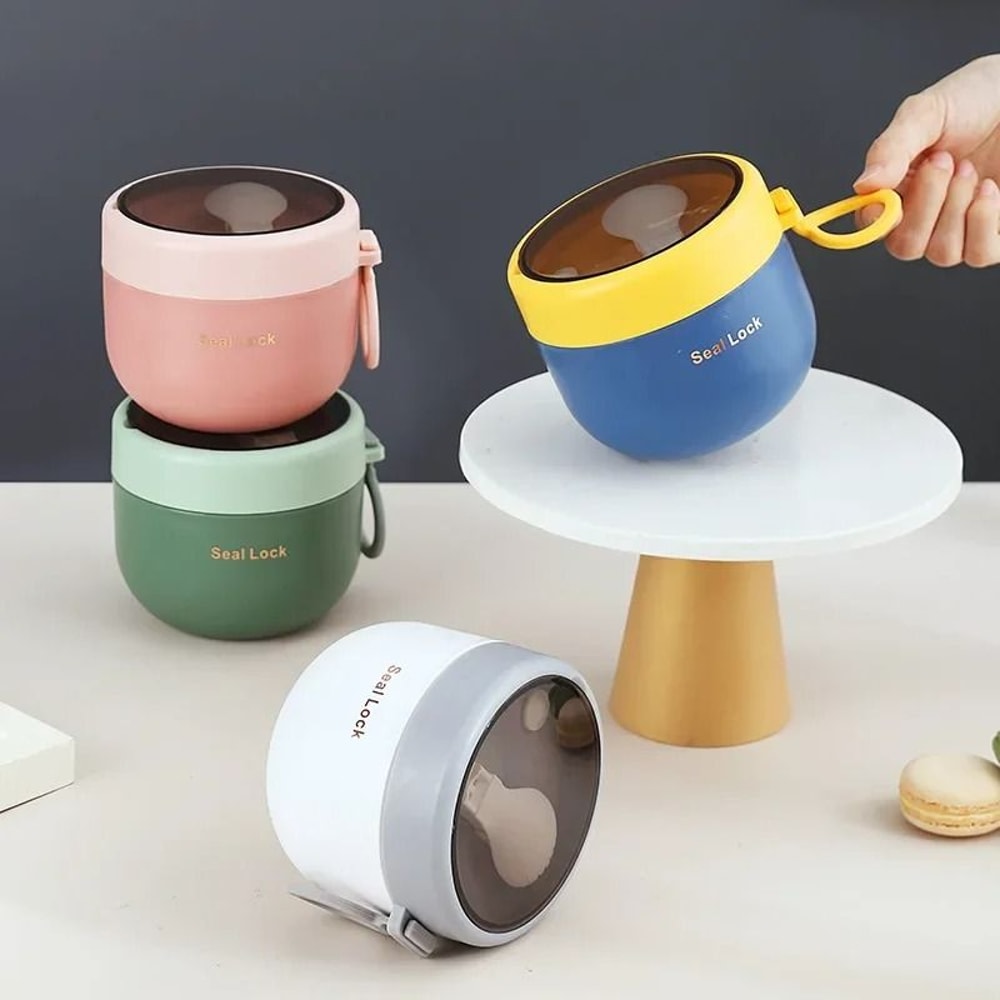 600ml Stainless Steel Lunch Box Reusable Soup Noodle Bowl Microwave Safe Food Container 8