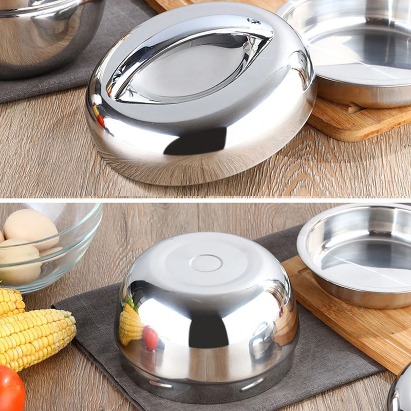 Double Layer Insulated Lunch Bento Box Stainless Steel Hot Food Container Round Noodle Bowl 3