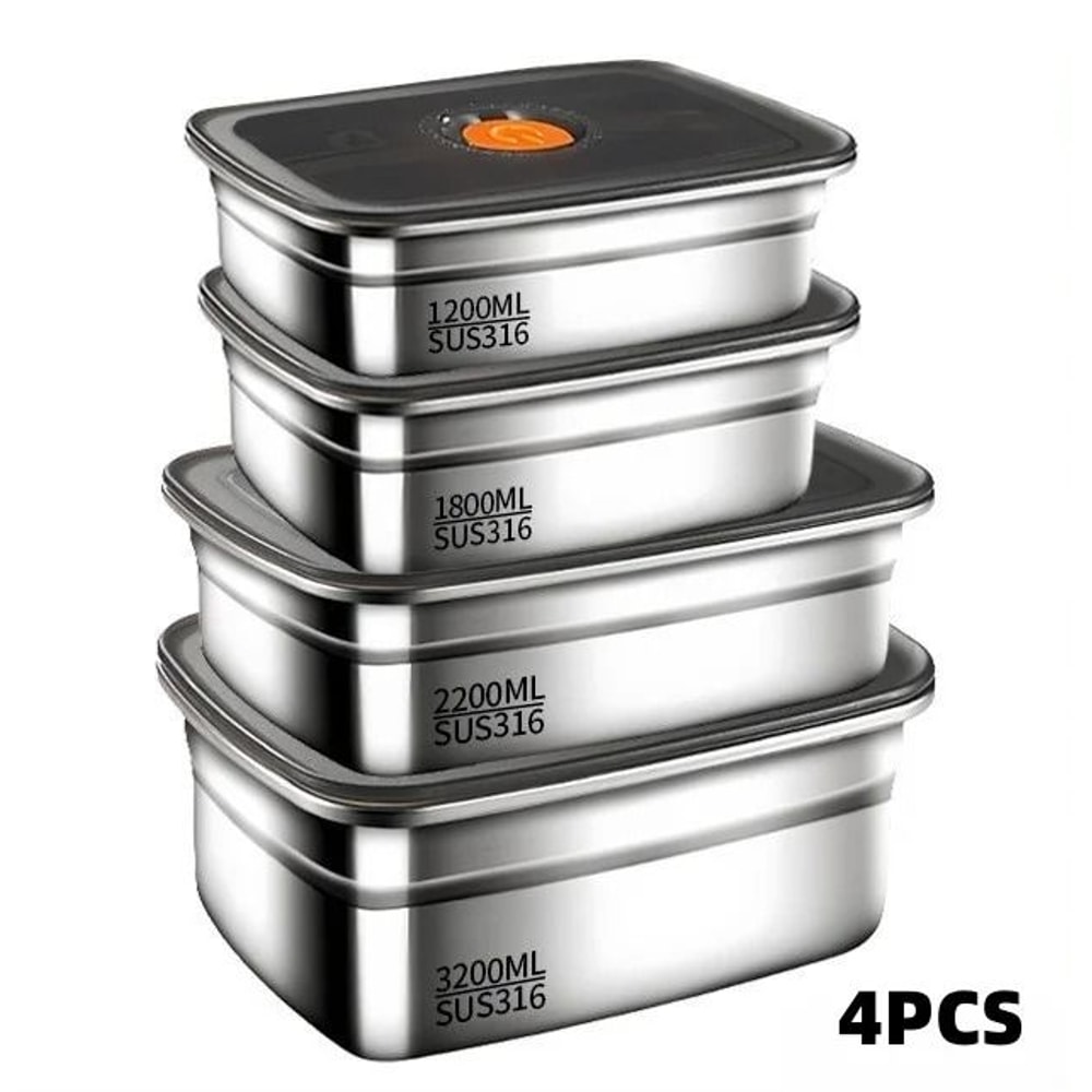 316 Stainless Steel Lunch Box Leakproof Bento Food Container Airtight Storage Box 6