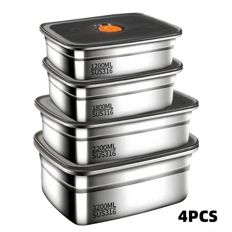 316 Stainless Steel Lunch Box Leakproof Bento Food Container Airtight Storage Box 6