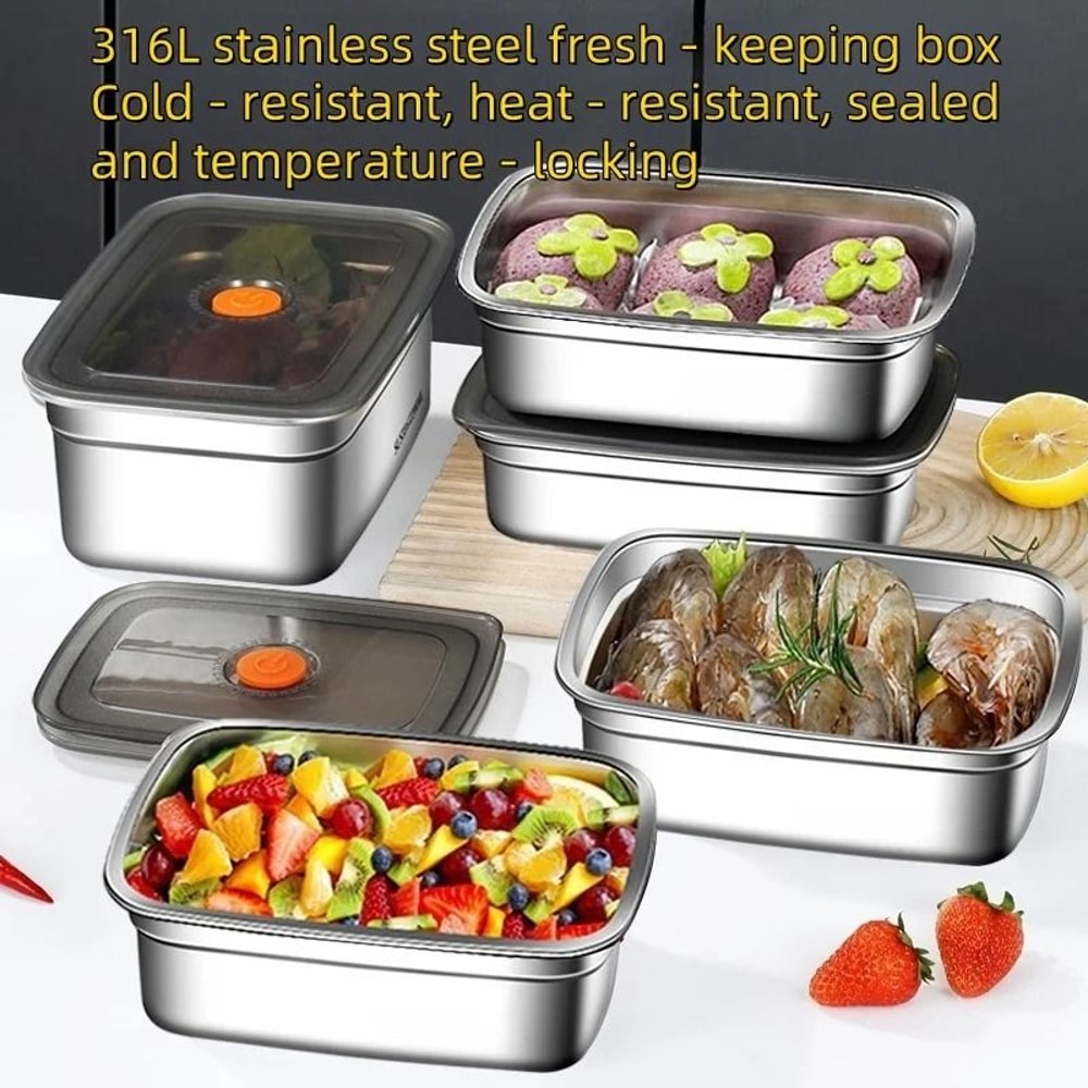 316 Stainless Steel Lunch Box Leakproof Bento Food Container Airtight Storage Box 8