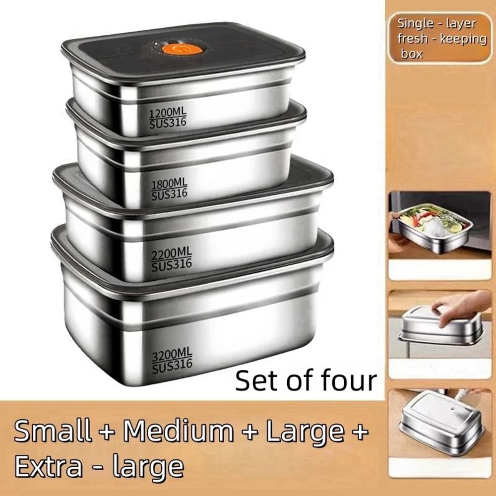 316 Stainless Steel Lunch Box Leakproof Bento Food Container Airtight Storage Box 9