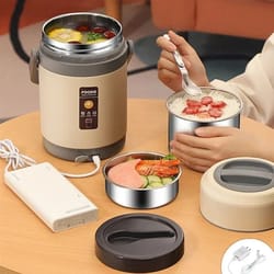portable electric heated lunch box stainless steel food warmer for office and travel