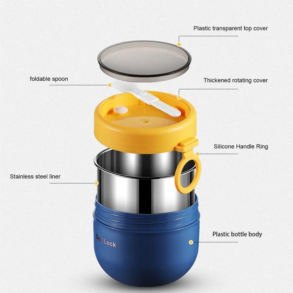 600ML Stainless Steel Food Thermos Insulated Lunch Box Vacuum Thermal Jar For Kids And Adults 15