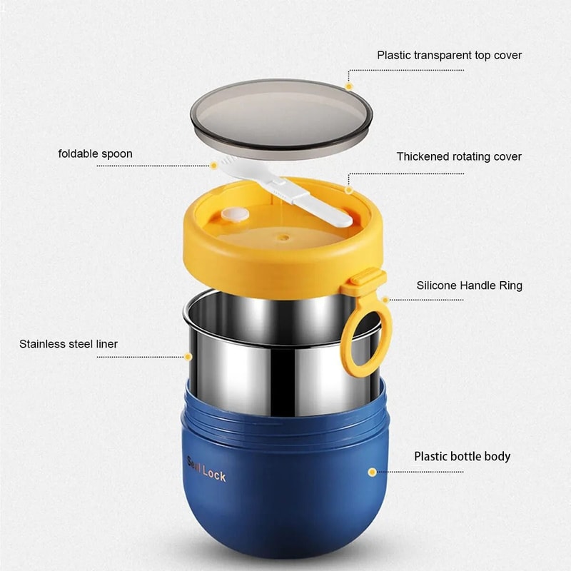 600ML Stainless Steel Food Thermos Insulated Lunch Box Vacuum Thermal Jar For Kids And Adults 15