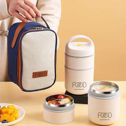 portable thermal lunch box stainless steel insulated bento box set for adults and kids