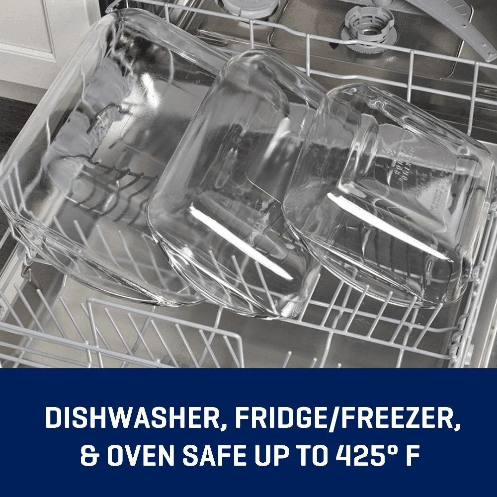 3 Piece Glass Baking Dish Set Oven Safe Tempered Casserole Bakeware For Kitchen Use 3