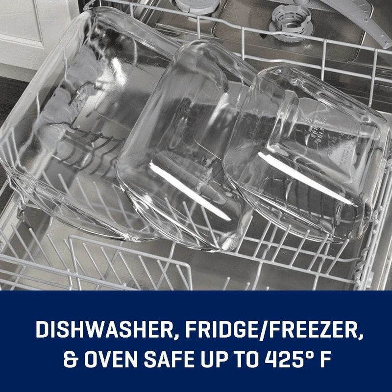 3 Piece Glass Baking Dish Set Oven Safe Tempered Casserole Bakeware For Kitchen Use 3