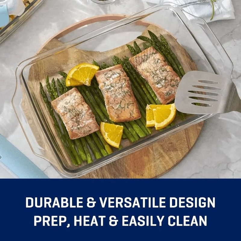 3 Quart Glass Baking Dish With Locking Lid Tempered Casserole Storage Container With Steam Vent 1