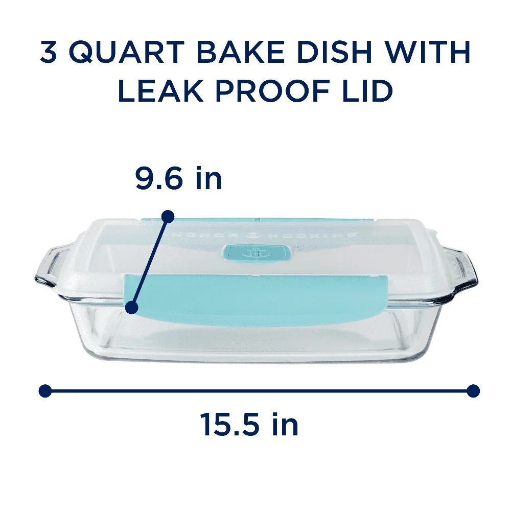 3 Quart Glass Baking Dish With Locking Lid Tempered Casserole Storage Container With Steam Vent 3