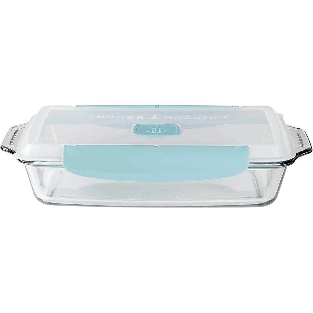 3 Quart Glass Baking Dish With Locking Lid Tempered Casserole Storage Container With Steam Vent 0