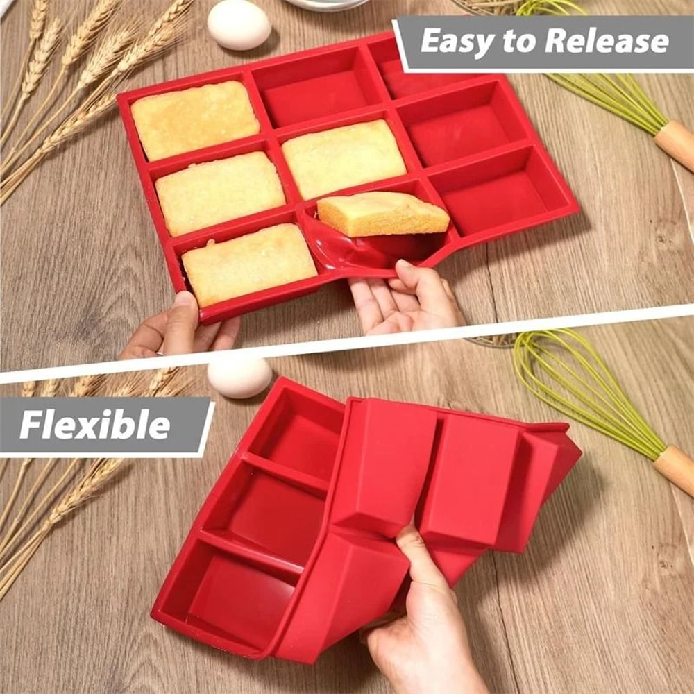 9 Cavity Silicone Mini Loaf Pan Non Stick Bread Baking Mold For Cakes And Desserts 4
