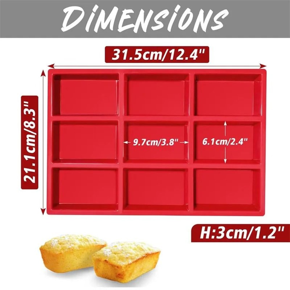 9 Cavity Silicone Mini Loaf Pan Non Stick Bread Baking Mold For Cakes And Desserts 6