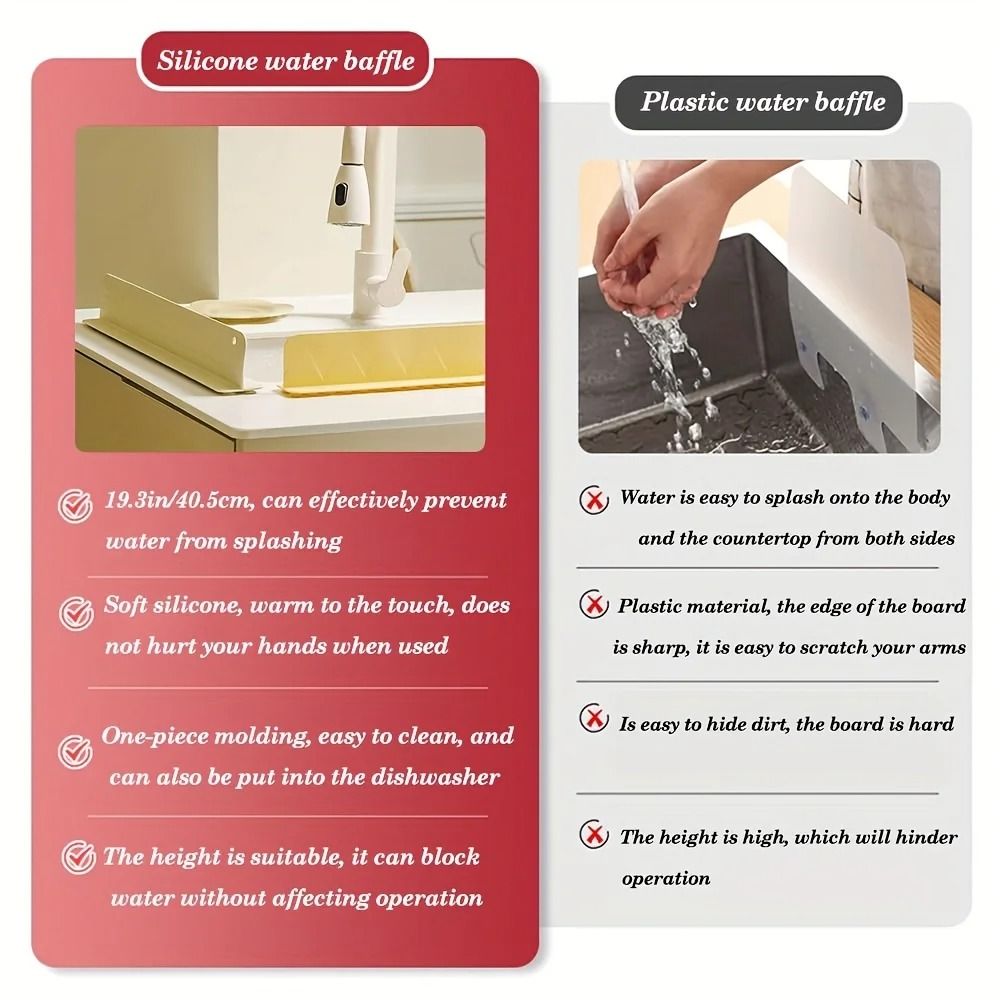 Silicone Sink Splash Guard Kitchen Water Shield Protector For Clean And Dry Dishwashing 8