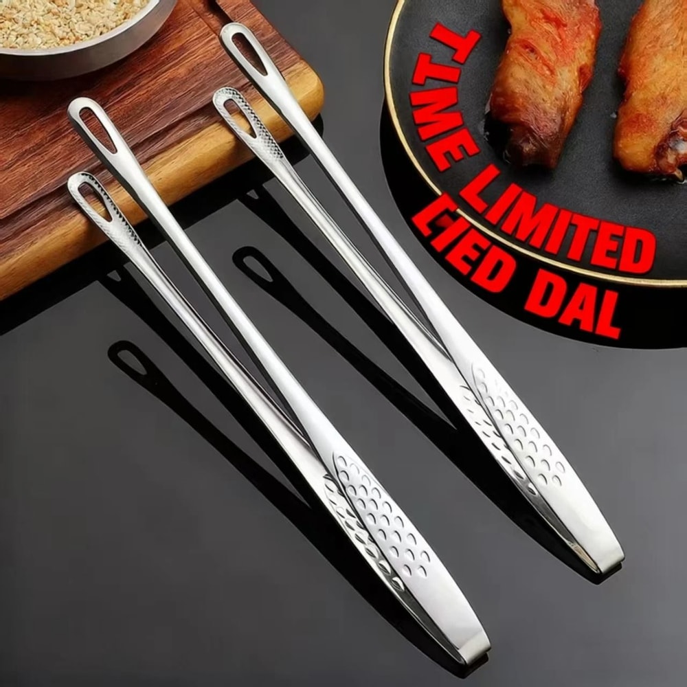 Stainless Steel Kitchen Tongs BBQ Grill Cooking And Serving Food Tongs 0