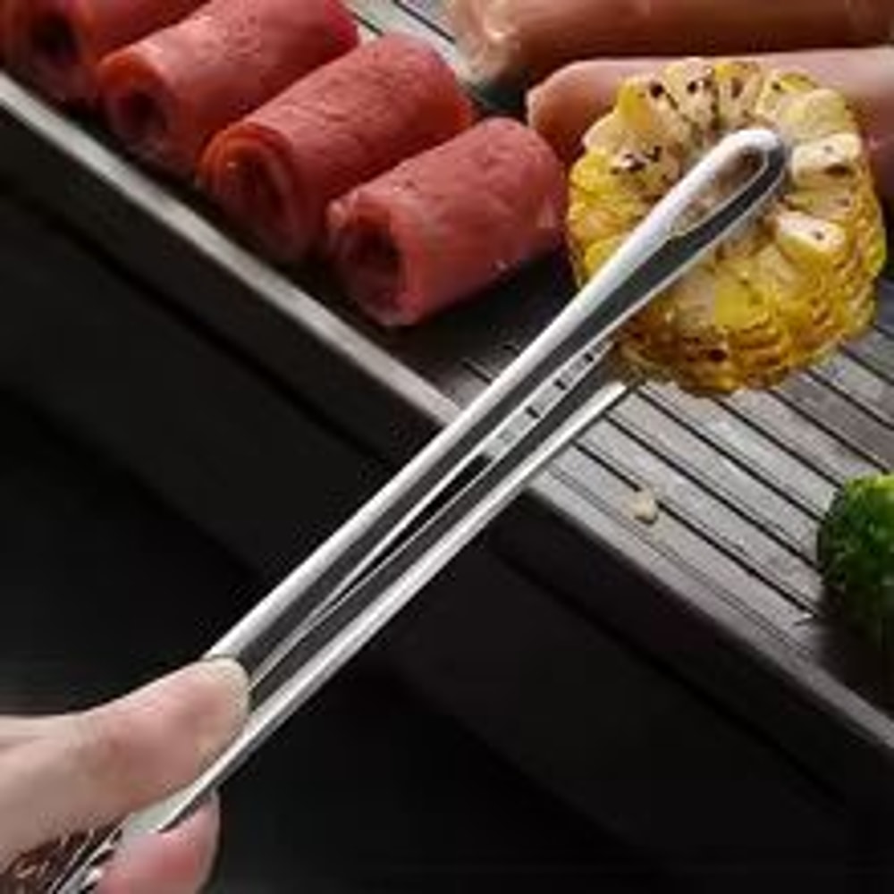 Stainless Steel Kitchen Tongs BBQ Grill Cooking And Serving Food Tongs 3