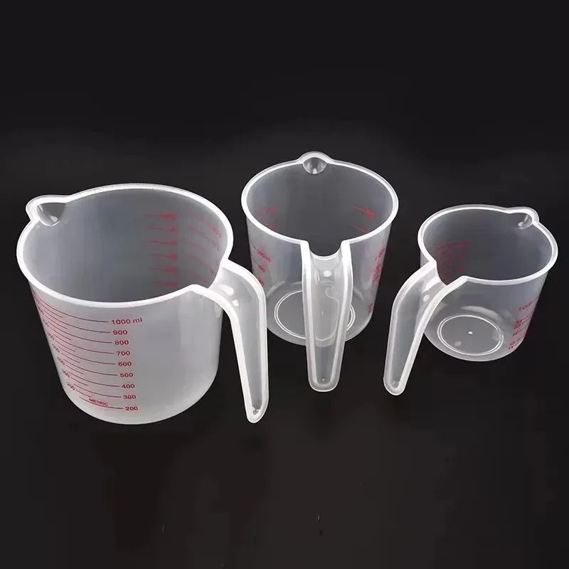 Clear Plastic Liquid Measuring Cups With Scale Kitchen Measuring Jug Beaker Set 6