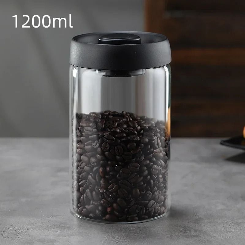 Glass Coffee Bean Storage Jar Airtight Vacuum Container With Moisture Proof Seal Lid 3