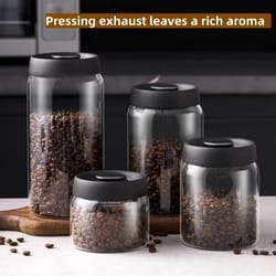 glass coffee bean storage jar airtight vacuum container with moisture proof seal lid