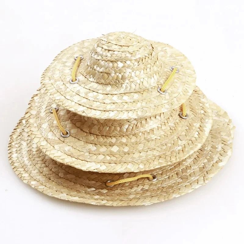 Cute Straw Pet Hat For Small Dogs And Cats Beach Party Costume Accessory 0